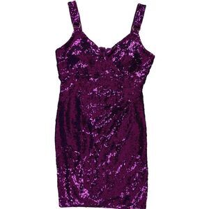 GUESS Womens Sequined V Neck O Ring Strap Shift Dress, NWT